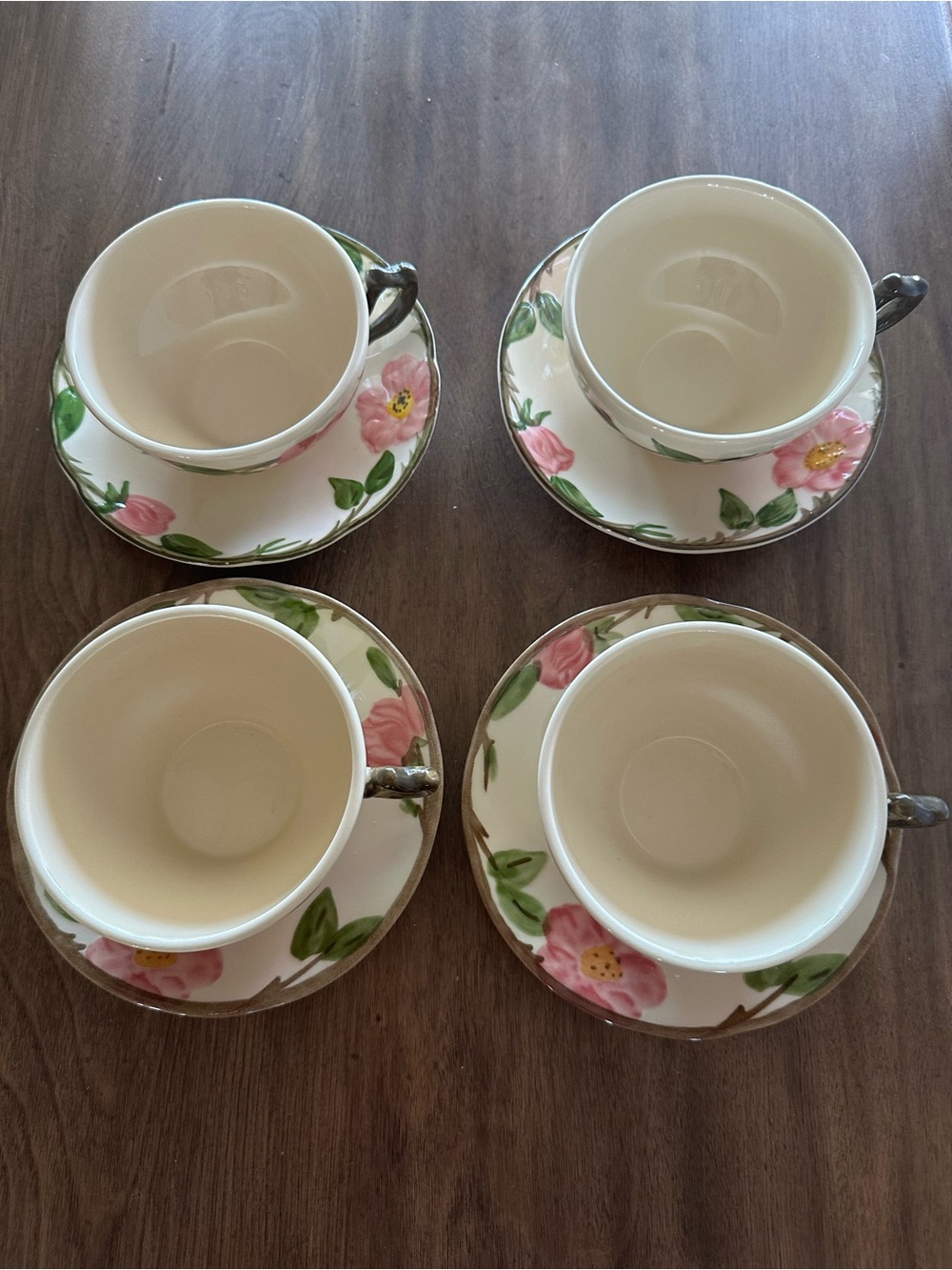 Franciscan Desert Rose Cups & Saucers Set of 4 Vintage USA